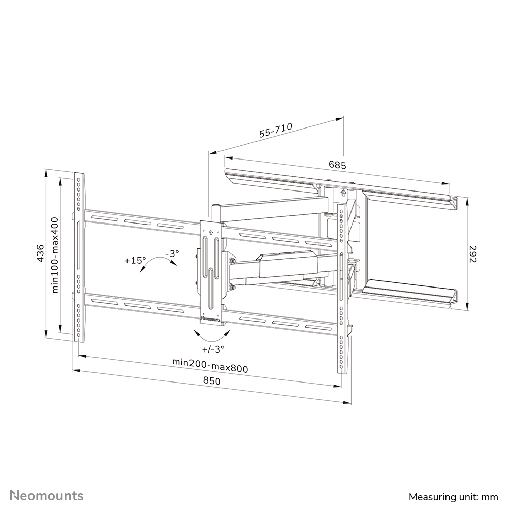 Neomounts WL40-550BL18 Soporte de pared para TV 43-75" - movimiento completo - fácil montaje